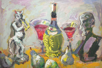 Греческое розовое вино. 2008. ДВП, масло. 53х45